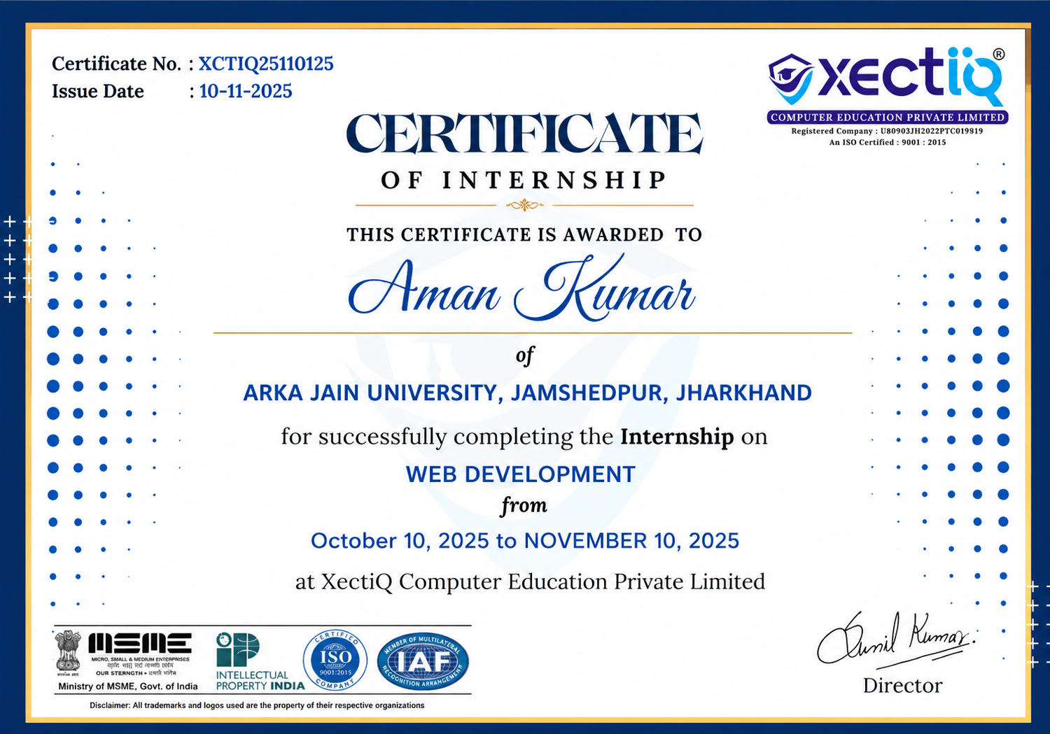 Internship Certificate